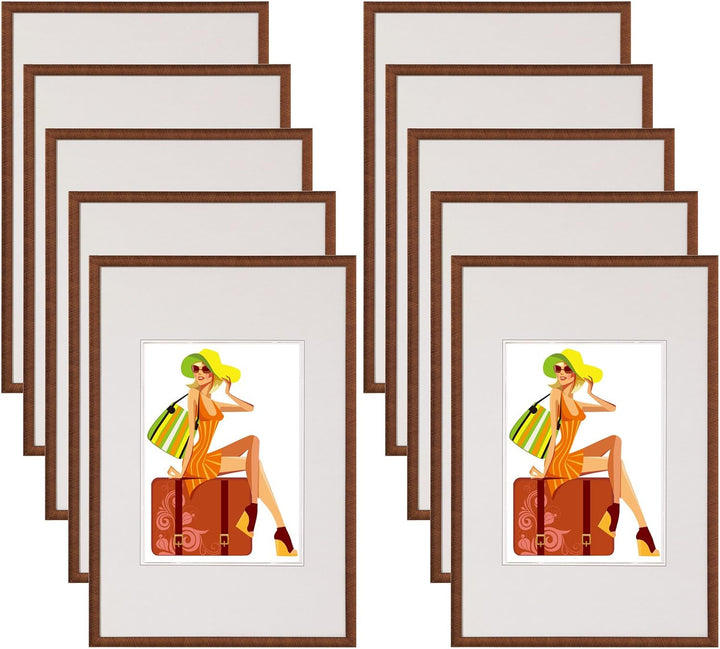 WOLTU Bilderrahmen 10x15 cm Set of 10 Fotorahmen aus Kunststoff mit Passepartout, Posterrahmen zum v