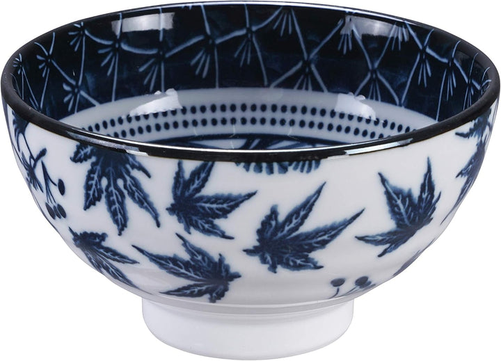 TOKYO design studio Flora Japonica 4-er Schalen-Set blau-weiss, Ø 12 cm, 6,3 cm hoch, ca. 300 ml, as
