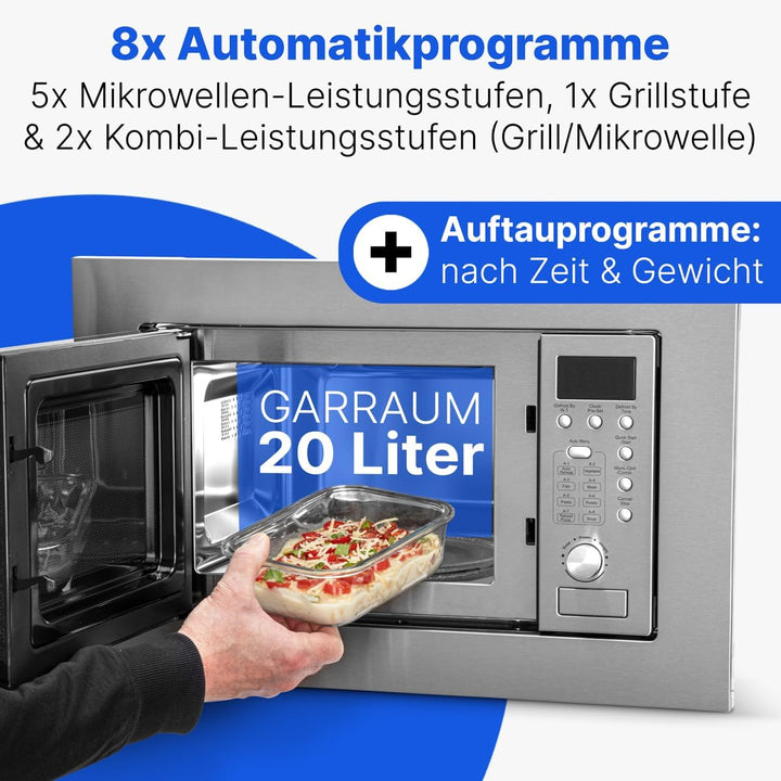 Bomann MWG 2215 EB Einbau-Mikrowelle mit Grill / 20 Liter / 5 Mikrowellen-Leistungsstufen / 1 Grills