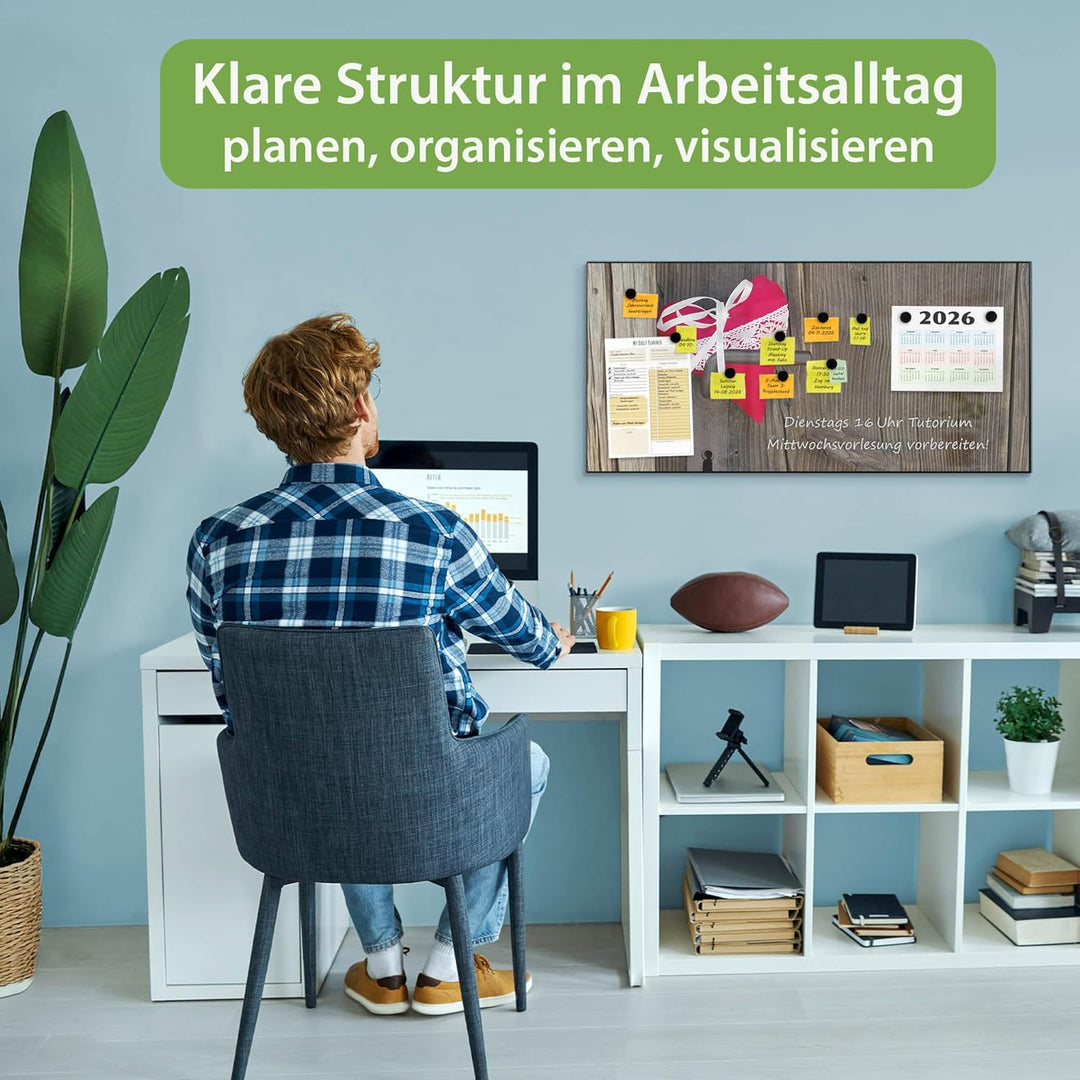 banjado Magnettafel schwarz 78 x 37cm / Magnetwand Metall/Magnetpinnwand als Memoboard/Pinnwand Magn