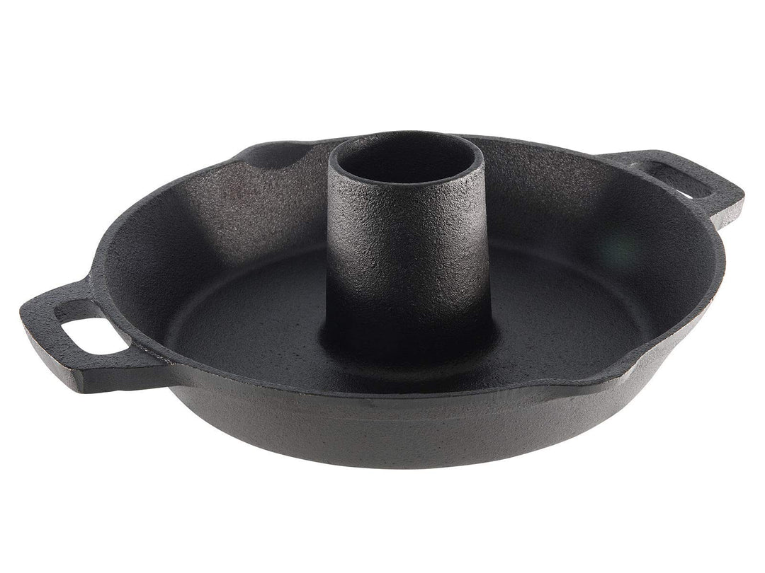 Spetebo Gusseisen Hähnchenbräter Ø 30 cm - Eisentopf Bräter Geflügelhalter Gusspfanne