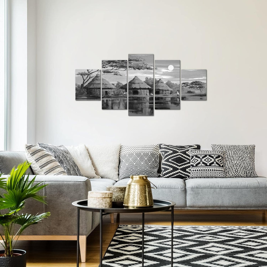 Runa Art Wandbilder Afrika Massai 5 Teilig Bild auf Vlies Leinwand Deko Wohnzimmer Schlafzimmer Sonn