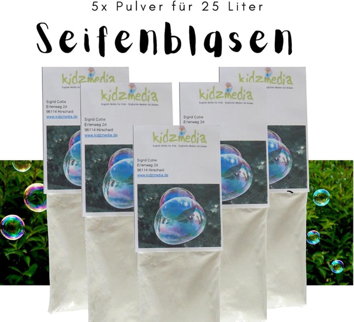 (189,50€/1000g) 25L Riesenseifenblasen Pulver für 5x5 L Seifenblasenlösung Seifenblasen Flüssigkeit