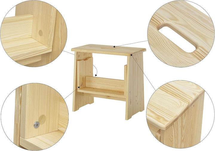 Erst-Holz Stufenhocker Klapphocker Tritthocker klappbar Kiefer Natur oder weiss V-90.92-06 Naturbela