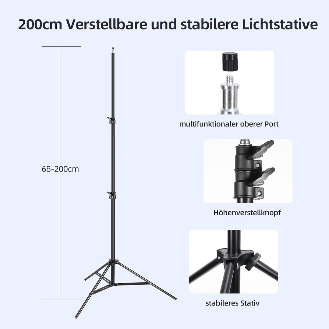 Softbox Fotostudio Set,FGen Fotolicht 2x50x70cm Beleuchtung für Fotostudios mit E27 Sockel 135W 5500