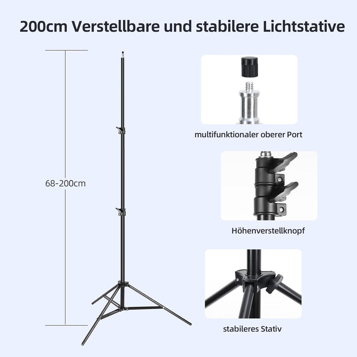 Softbox Fotostudio Set,FGen Fotolicht 2x50x70cm Beleuchtung für Fotostudios mit E27 Sockel 135W 5500