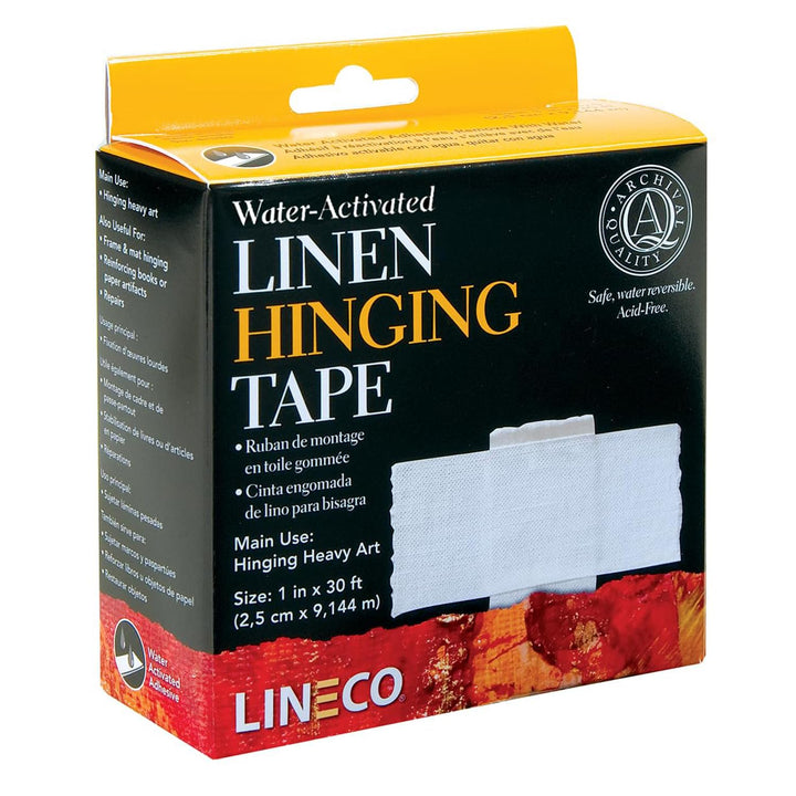 Lineco L533-1025 Gummiertes Leinenband, 2,5 cm x 9,2 m, Weiss