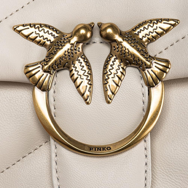 Pinko Damen Love Classic Puff Cl Sheep Nap Handtasche Z14q_bianco Seta-antique Gold, Z14q_bianco Set