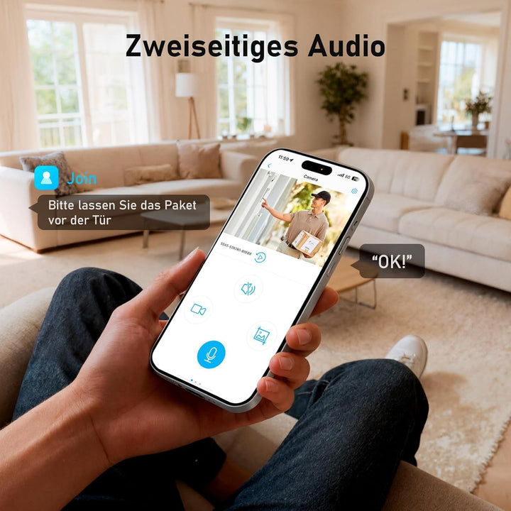 [5GHz & 2,4GHz] Überwachungskamera Aussen Solar, 7800mAh Akku und 6W Solarpanel, 2K PTZ 360° Solar K