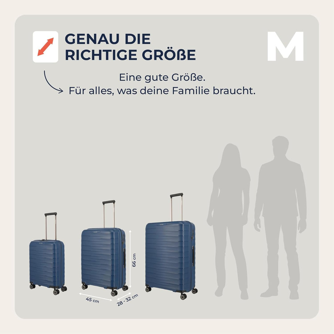 Travelite Koffer mittelgross, MOOBY M erweiterbar, Kratzfeste Hartschale, mit recyceltem Material, 6