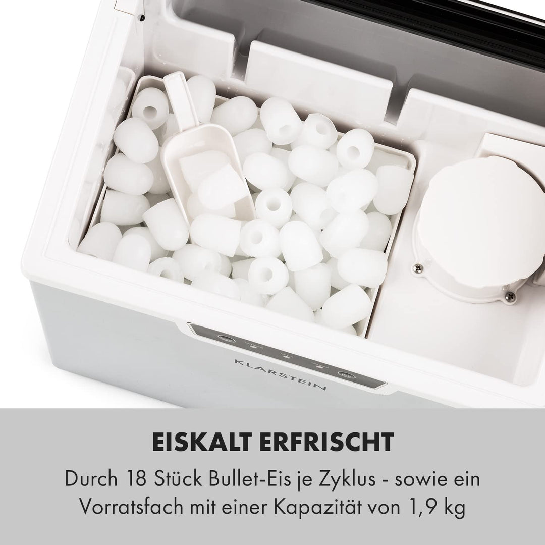 Klarstein Icefestival Cube Eiswürfelbereiter, 400 W, 12-20 kg/24h Eiswürfel, Eisfachkapazität: 1,9 k