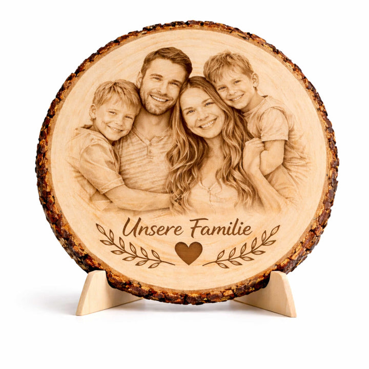 Baumscheibe mit Gravur personalisiert ab 13 cm - Holzscheibe mit Foto & Text - Fotogeschenke für Hoc