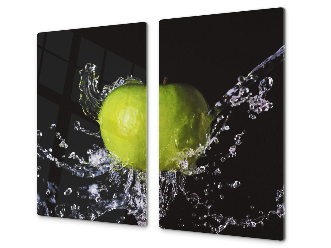 Küchenbrett aus Hartglas und Induktionskochplattenabdeckung – Schneideplatten SINGLE mit 60 x 52 cm