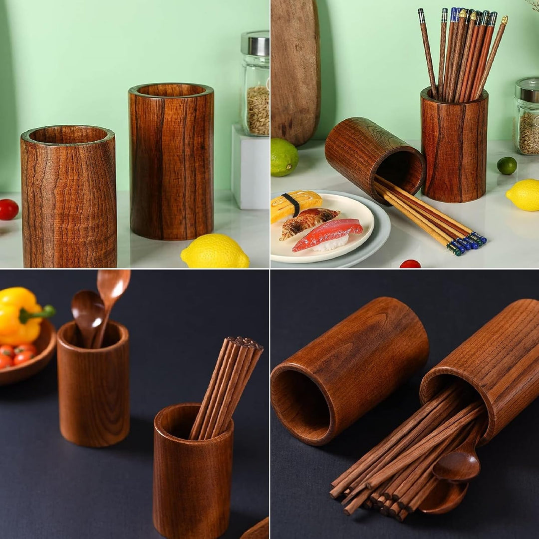 FYBlossom Utensilienhalter Küche Holz Küchenutensilienhalter, Runde Holz Besteckhalter Kochgeschirrh