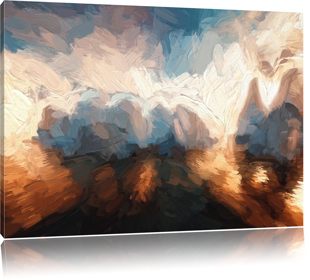 Pixxprint Eisschollen in der Antarktis Kunst Pinsel Effekt, Format: 100x70 auf Leinwand, XXL riesige