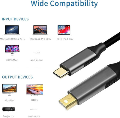 chenyang USB C Stecker auf Mini Displayport Stecker Monitorkabeladapter 4K60Hz für Monitor MacBook L