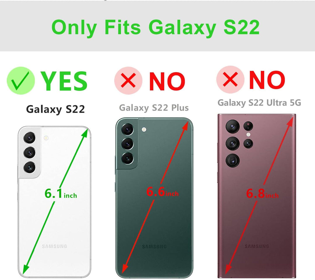 LENSUN Echtleder Hülle für Samsung Galaxy S22, Handyhülle Echt Leder [Magnetverschluss] [RFID Schutz