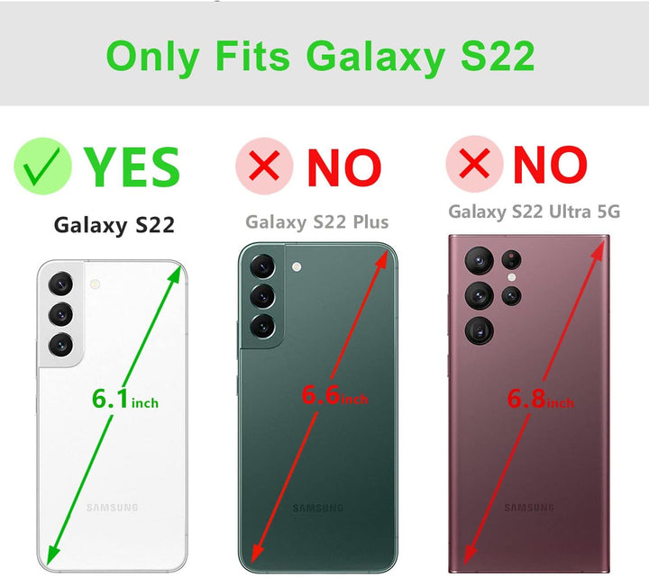 LENSUN Echtleder Hülle für Samsung Galaxy S22, Handyhülle Echtes Leder Magnetverschluss Standfunktio
