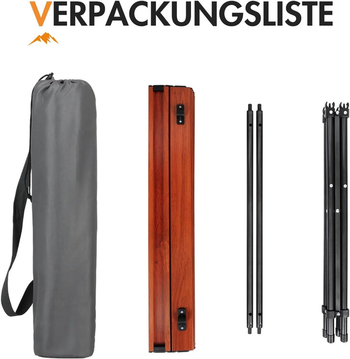 PORTAL Campingtisch klappbar Klapptisch Camping faltbar mit Aluminium Tischplatte belastbar 80kg mit