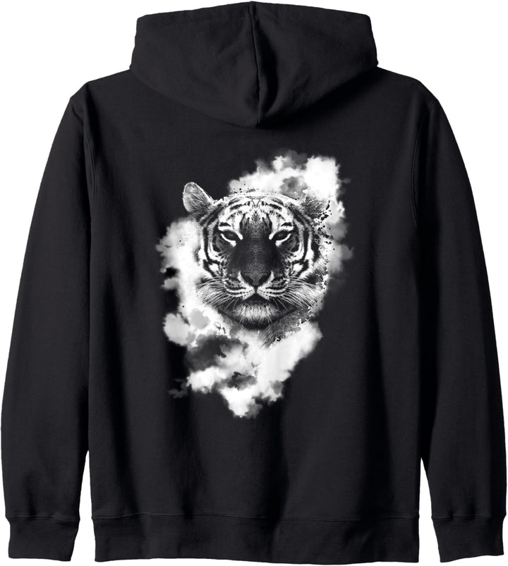 Cooler Tiger mit Weissen Wolken Kapuzenjacke