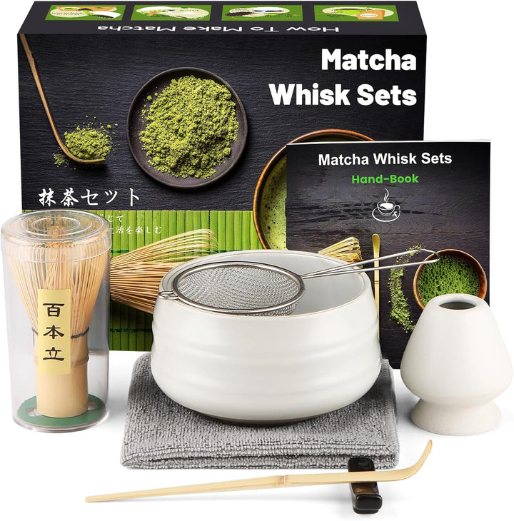 7 Piece Matcha Set, Matcha Broom, Macha Tea Set with Matcha Spoon, Whisk Holder, Matcha Besen, Shove