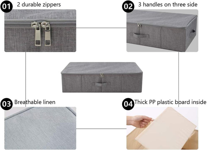 iwill CREATE PRO Faltbare starre Unterbett-Aufbewahrungsbehälter für Kleidung, Schuhe, Decken, Bettd