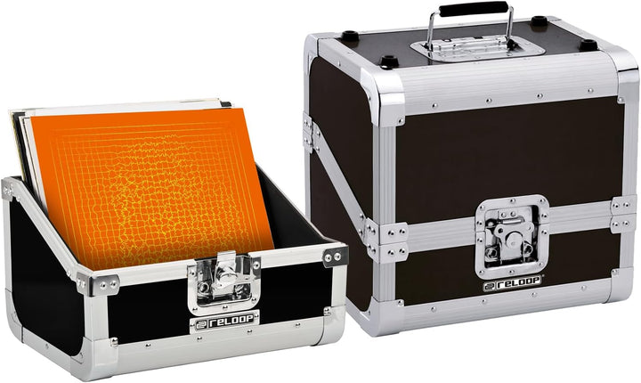 Reloop 80 Record Case Black - klassisches Platten Case, Butterfly Verschlüsse, Schaumstoffpolsterung