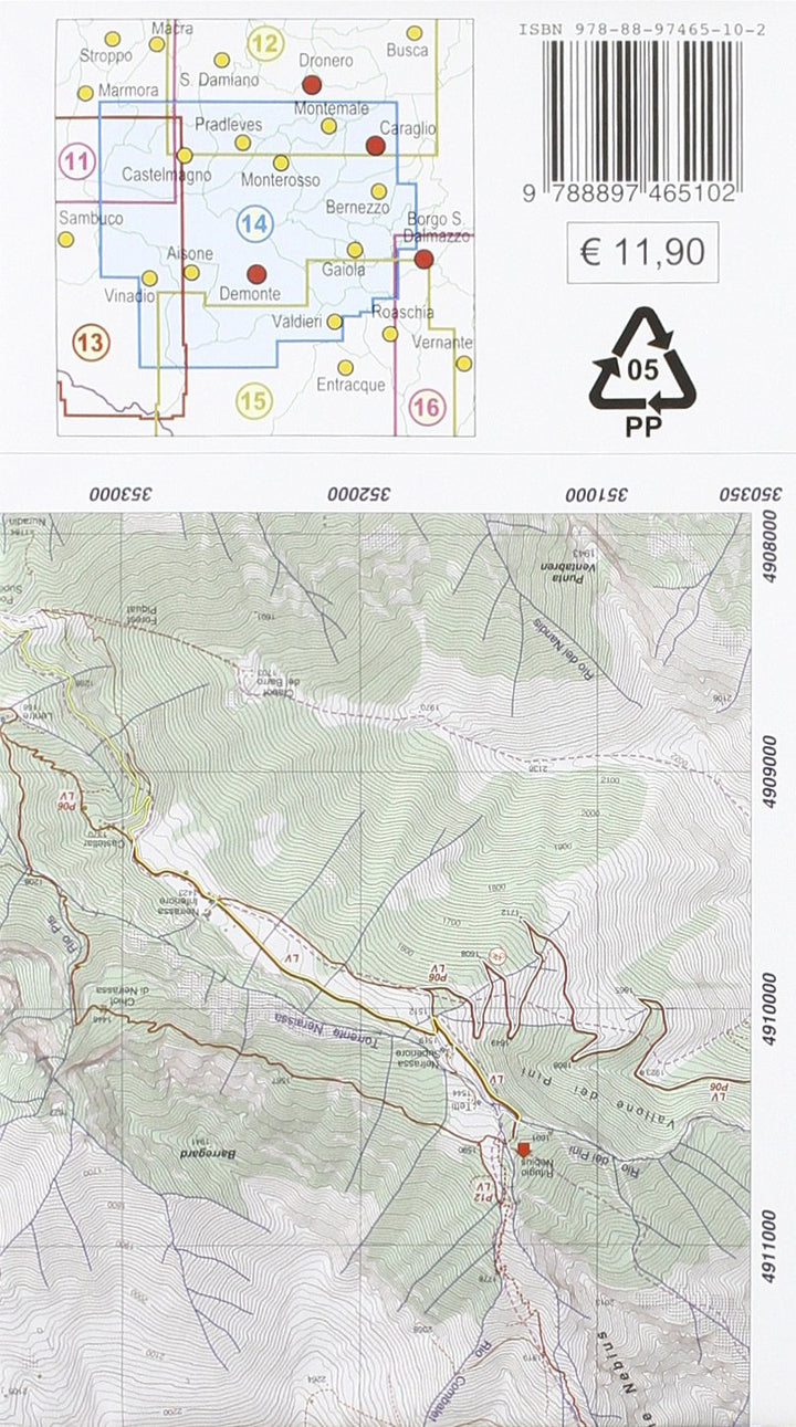 Bassa Valle Stura di Demonte - Val Grana (wandelkaart, Band 14), Taschenbuch