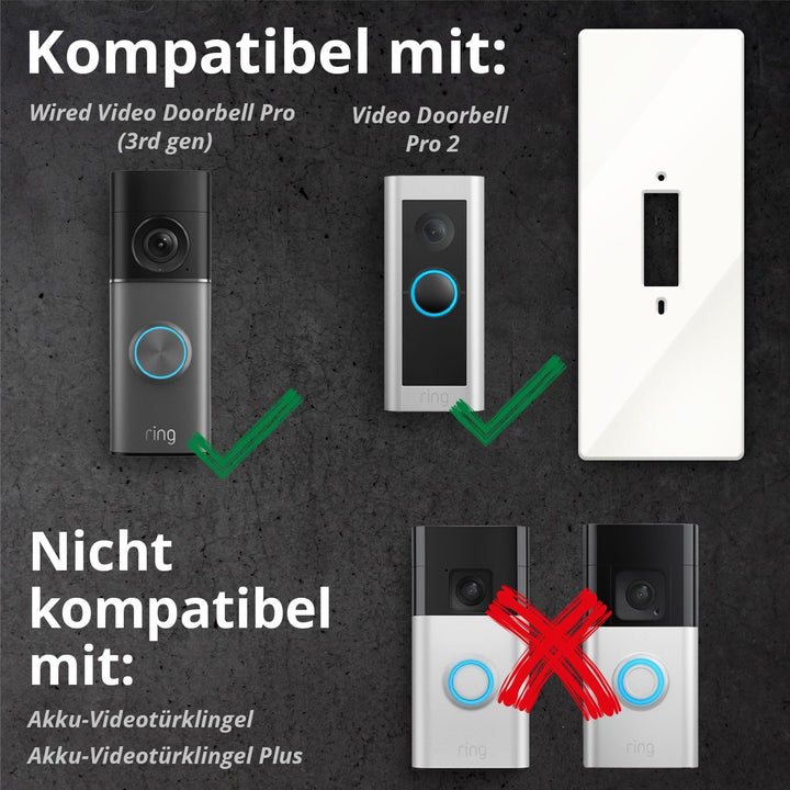 iSecur Personalisierte Blende passend für Ring Videotürklingel aus Acryl weiss I Doorbell Pro 2 I Kl