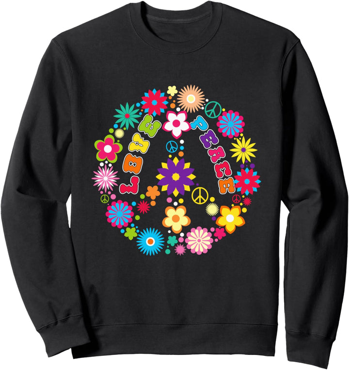 Friedensliebeszeichen Hippie-Blumen 60er 70er Jahre Sweatshirt