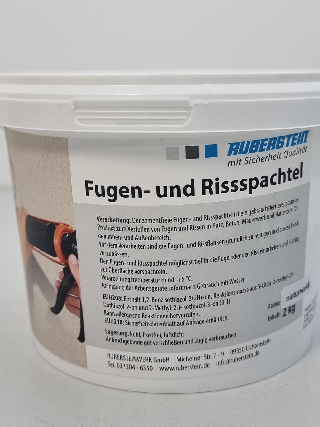 Ruberstein Fugen- und Rissspachtel naturweiss, 2 kg gebrauchsfertig im Eimer
