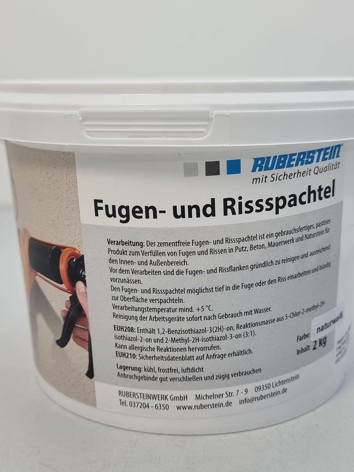 Ruberstein Fugen- und Rissspachtel naturweiss, 2 kg gebrauchsfertig im Eimer