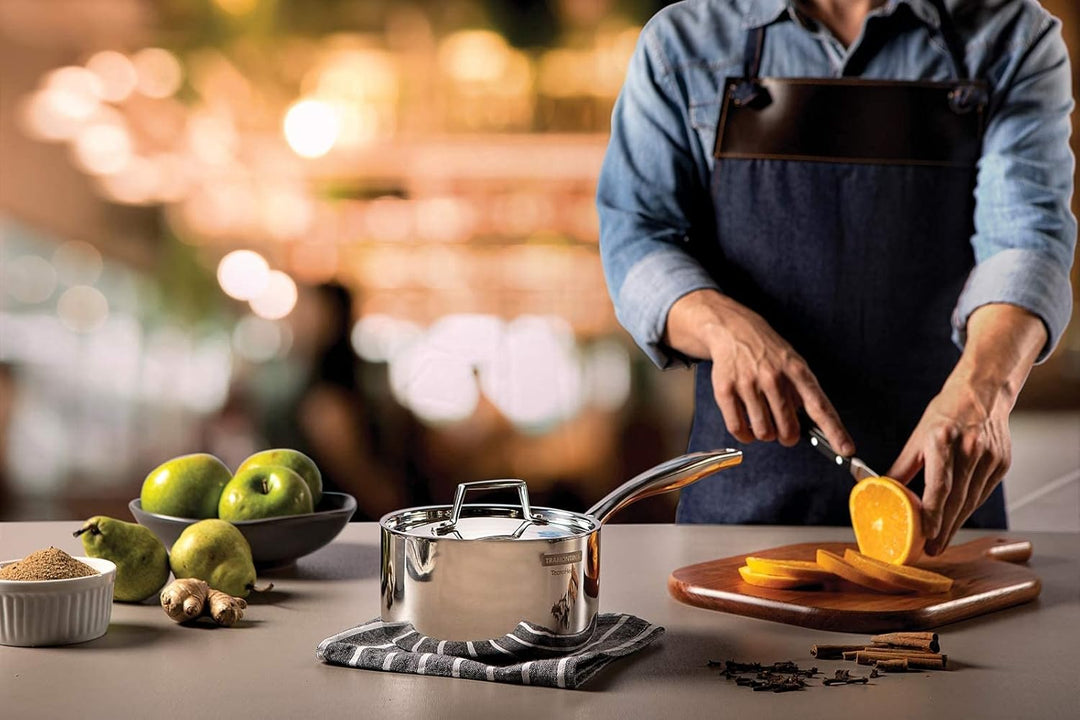 Tramontina GRANO Stielkasserolle, ø 16cm, 1,7 Liter, Edelstahl, mit Deckel, spülmaschinenfest, Induk