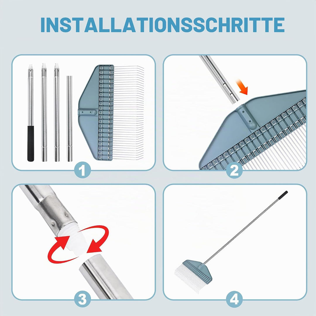 Robuster Laubbesen, 165 cm verstellbarer Griff und 43,2 cm breiter Kopf, ideal zum Sammeln von Blätt