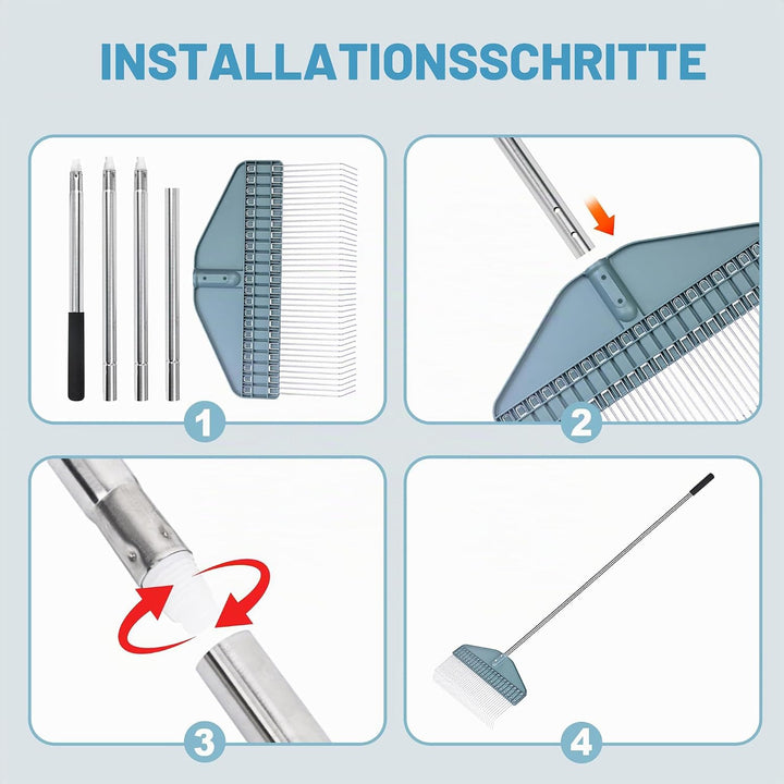 Robuster Laubbesen, 165 cm verstellbarer Griff und 43,2 cm breiter Kopf, ideal zum Sammeln von Blätt