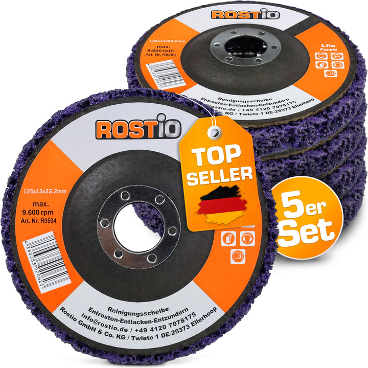 ROSTIO CSD-Scheibe 125 mm Lila – 5 Stück – Reinigungsscheibe aus hartem Schleifvlies für Winkelschle