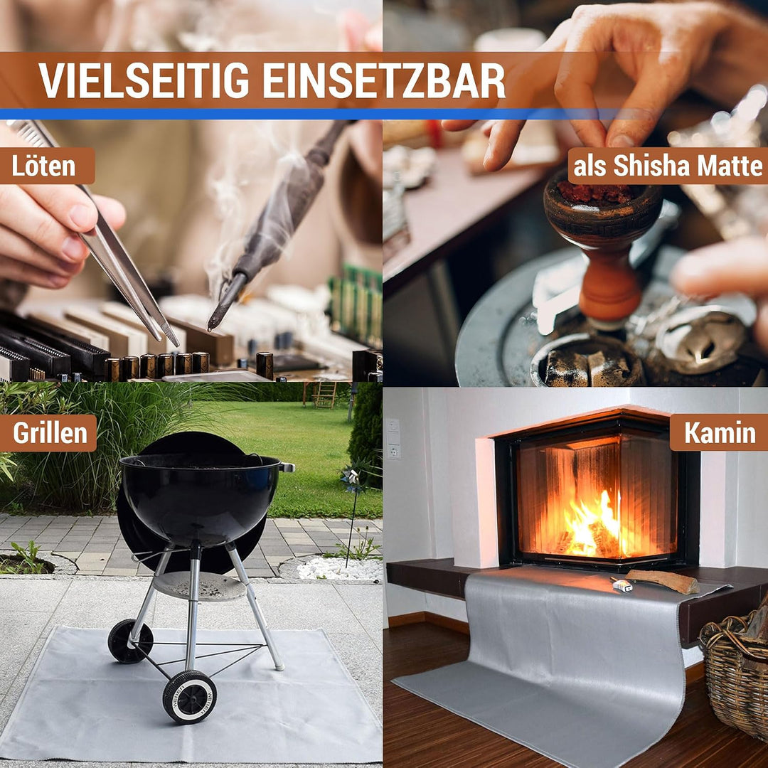 Zettl Bodenschutzdecke bis 550 °C, geeignet als feuerfeste Unterlage für Kamin, Grilldecke oder Gril