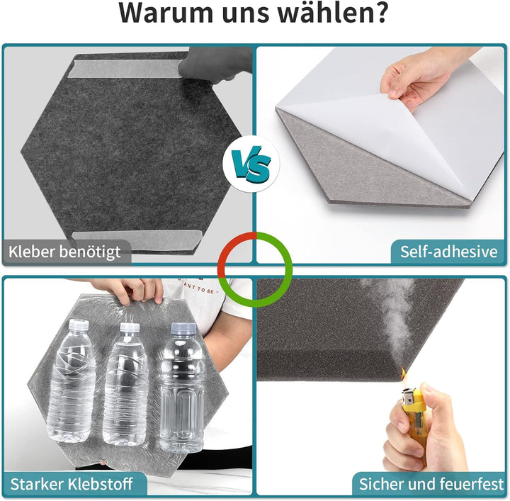 HyFanStr Schalldämmung akustikschaumstoff selbstklebend, Hexagon schallabsorber akkustikschaumstoffm