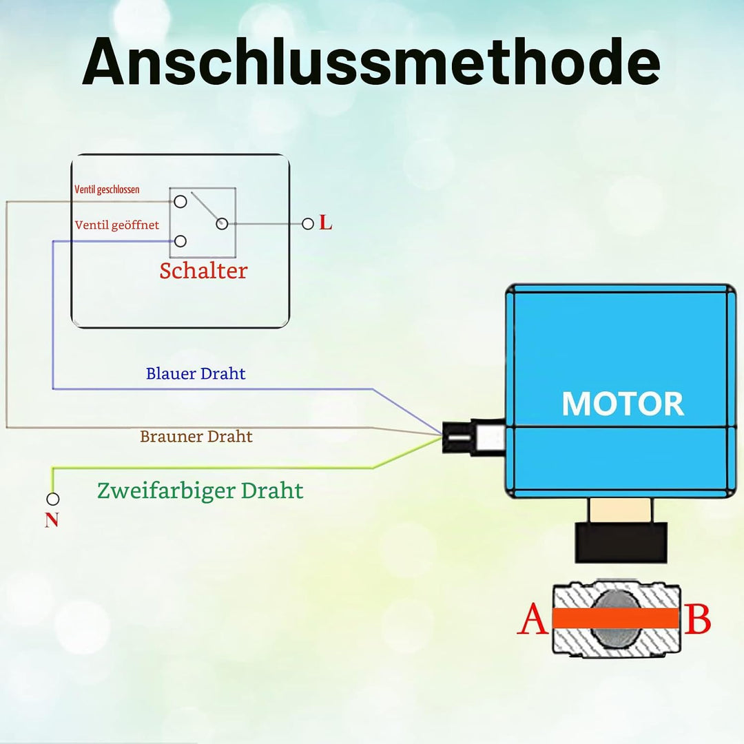SWAWIS 2 Wege Kugelventil Motorkugelhahn Zonenventil DN15 G1/2 Zoll AC 230V Motorventil Elektrisches