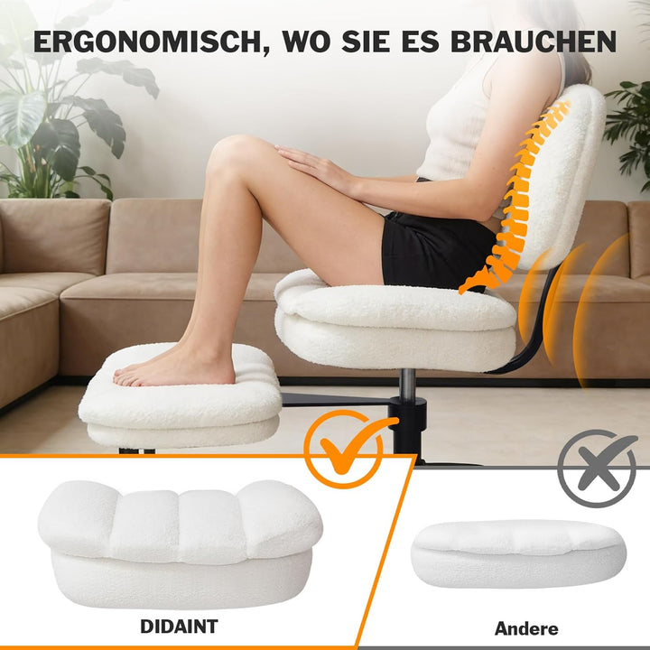 Bürostuhl Schreibtischstuhl Schneidersitz Stuhl, Kunstlammfell Ergonomischer Meditationsstuhl mit Ve