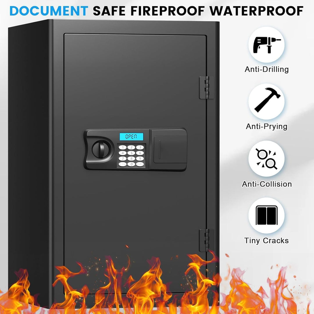 Mejasg 85L Grosser Safe Tresor Feuerfest mit 2 Schubladen&1 Herausnehmbares Regal, Digitaler Möbeltr
