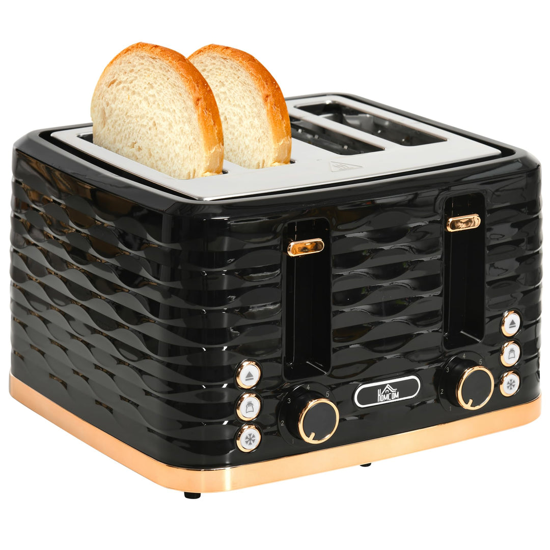 HOMCOM Toaster 4 Scheiben 4 Schlitze mit 7 Bräunungsstufen, Abschaltautomatik, Krümelschublade Stahl