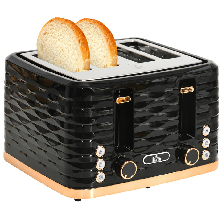 HOMCOM Toaster 4 Scheiben 4 Schlitze mit 7 Bräunungsstufen, Abschaltautomatik, Krümelschublade Stahl