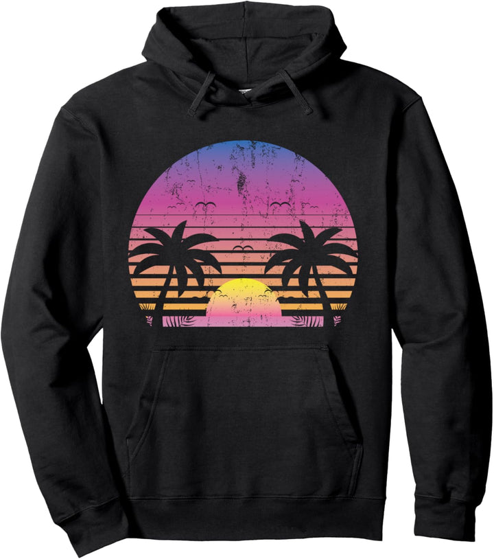 Synthwave Sonnenuntergang Retro 1980er Kunst Vaporwave Pullover Hoodie