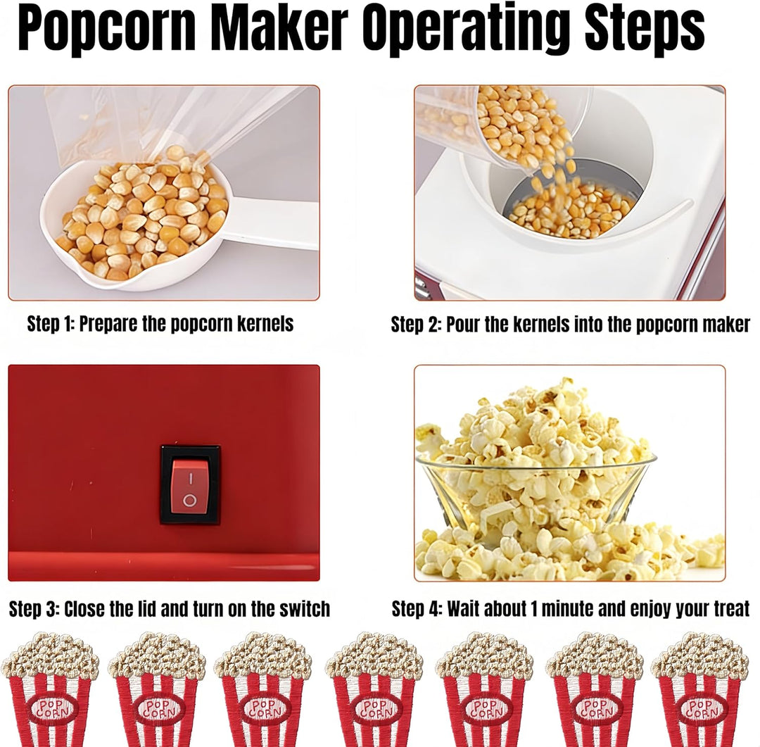 Kleiner Heim-Popcornmaschine, 3-Minuten-Schnellpopping, platzsparendes Kompakt-Design, transparente