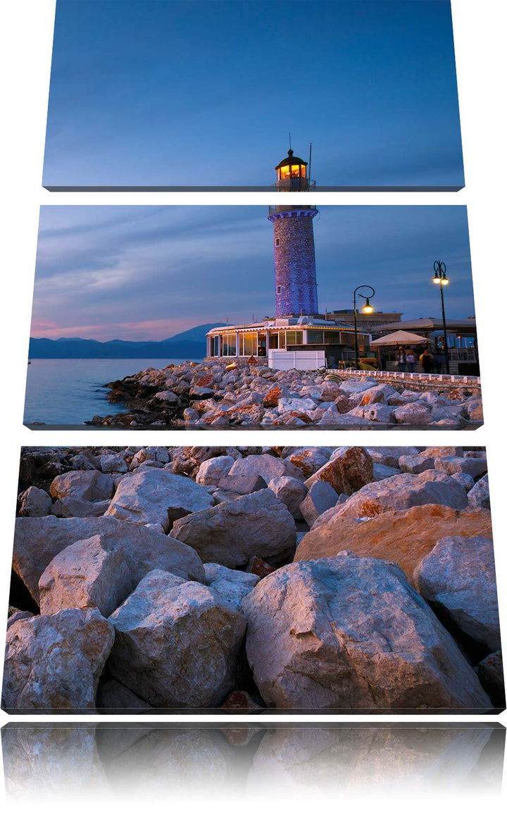 Pixxprint Leuchtturm bei Ebbe als Leinwandbild/Grösse: 3 Teilig (120x80) cm/Wandbild/Kunstdruck/fert