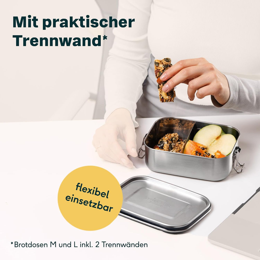 SILBERTHAL Brotdose Edelstahl mit Fächern – 800ml Lunchbox Erwachsene – Auslaufsicher & Leicht – Mit