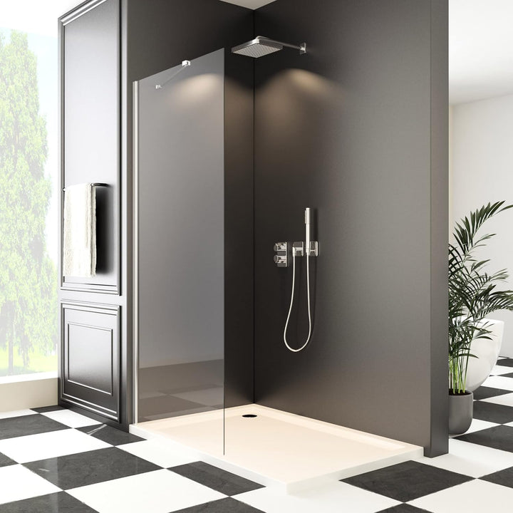 Walk in Duschwand 80x195 cm Walk in Dusche 6 mm Nano Sicherheitsglas Duschtrennwand mit Stabilisator