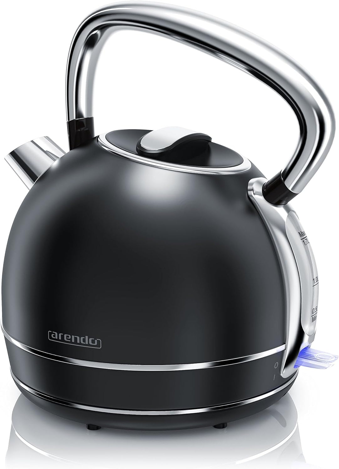 Arendo - Wasserkocher Retro Edelstahl Teekessel im Vintage Style - max. 2200 Watt - austauschbarer K