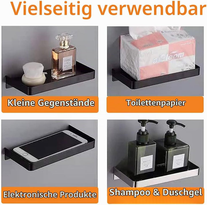 2 Stück Duschablage Ohne Bohren,Anti Rutsch Oberfläche Selbstklebend Wandhalterung aus Edelstahl Dus